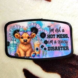 Highland Cow Western Sublimation DYI Fabric Hat Patch Glue Iron On Sew Hat Patch